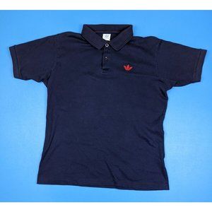 Vintage 70's 80's Adidas Mens Trefoil Logo Polo Shirt Navy Blue Large Fits Small